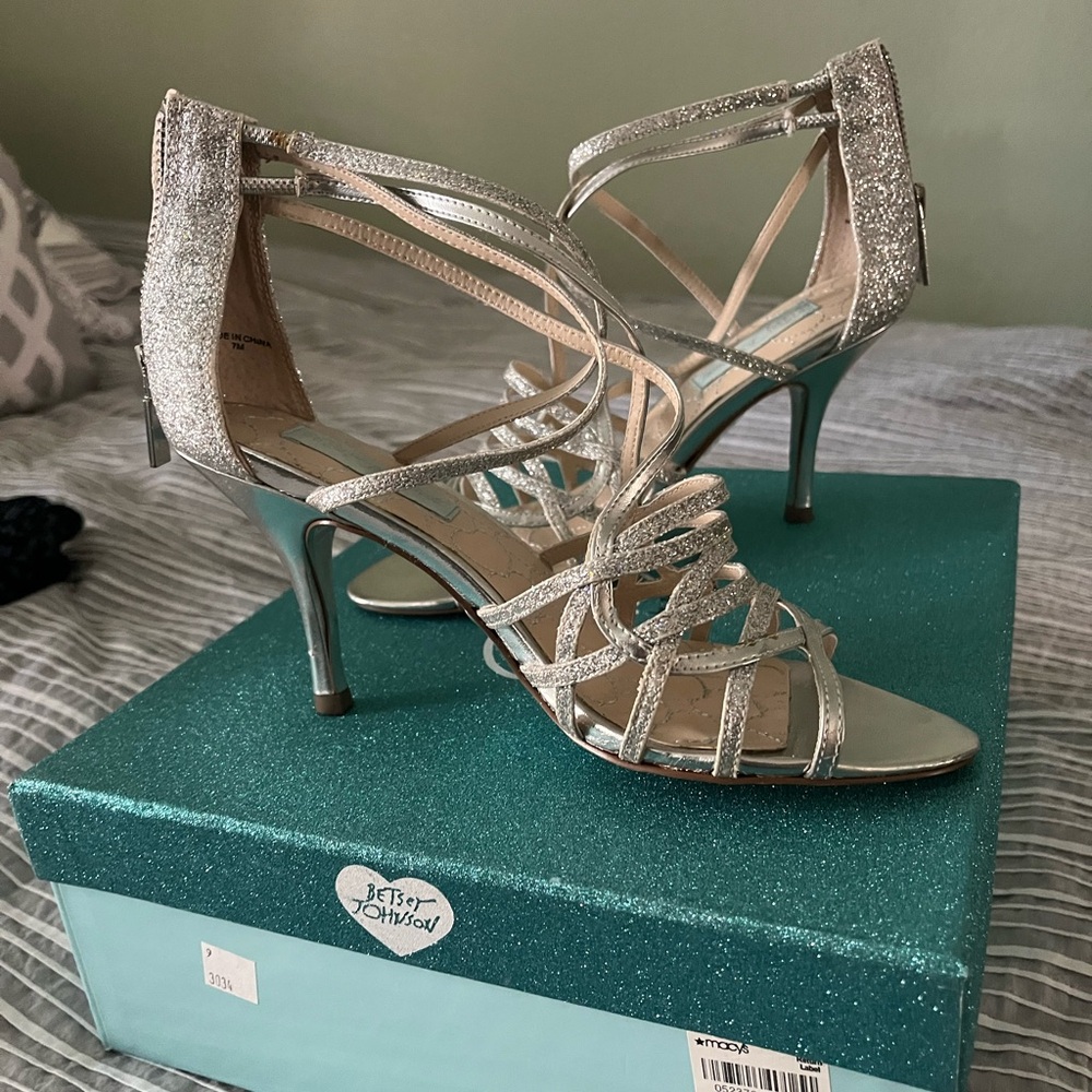 Betsey Johnson Silver SB Crown Heels